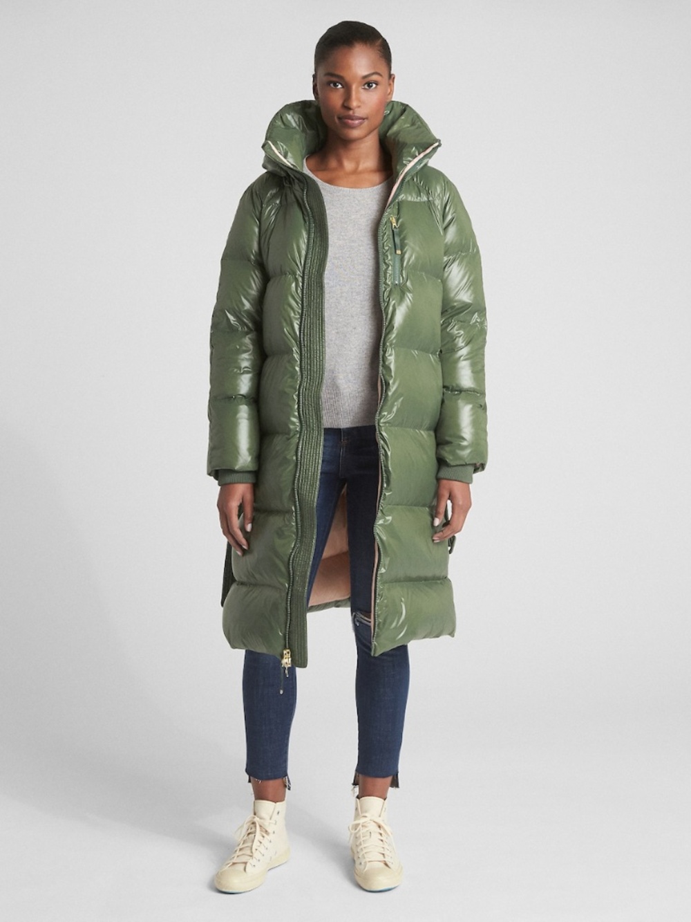 GAP Long Down Puffer Coat in Olive/ water repellent puffer coat / moving sale